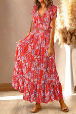Load image into Gallery viewer, Black Multicolor Floral Ruffled Crop Top and Maxi Skirt Set - Fashion Queen -  4
