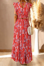 Load image into Gallery viewer, Black Multicolor Floral Ruffled Crop Top and Maxi Skirt Set - Fashion Queen -  5
