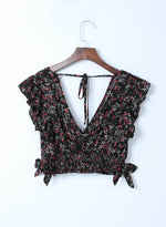 Load image into Gallery viewer, Black Multicolor Floral Ruffled Crop Top and Maxi Skirt Set - Fashion Queen -  7
