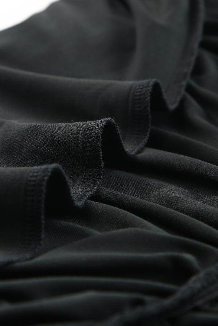 Black One-shoulder Short Sleeve Ruched Bodycon Dress - Fashion Queen -  15