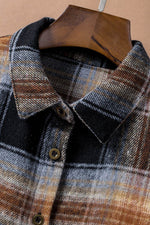 Load image into Gallery viewer, Black Oversize Rounded Hem Plaid Shacket with Slits - Fashion Queen -  10
