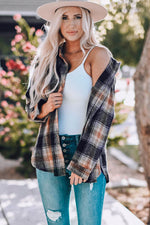 Load image into Gallery viewer, Black Oversize Rounded Hem Plaid Shacket with Slits - Fashion Queen -  4
