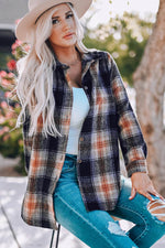 Load image into Gallery viewer, Black Oversize Rounded Hem Plaid Shacket with Slits - Fashion Queen -  6
