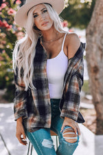 Load image into Gallery viewer, Black Oversize Rounded Hem Plaid Shacket with Slits - Fashion Queen -  7
