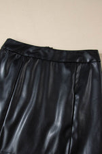 Load image into Gallery viewer, Black PU Leather Side Slits Slim Fit High Waist Mini Skirt - Fashion Queen -  5
