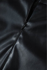 Load image into Gallery viewer, Black PU Leather Side Slits Slim Fit High Waist Mini Skirt - Fashion Queen -  8
