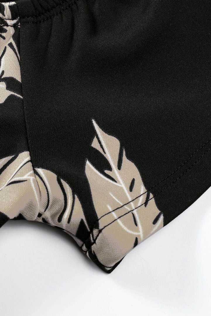 Black Pattern Print Off Shoulder Slit Bodycon Midi Dress - Fashion Queen -  13