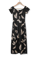 Load image into Gallery viewer, Black Pattern Print Off Shoulder Slit Bodycon Midi Dress - Fashion Queen -  18
