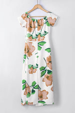 Load image into Gallery viewer, Black Pattern Print Off Shoulder Slit Bodycon Midi Dress - Fashion Queen -  23
