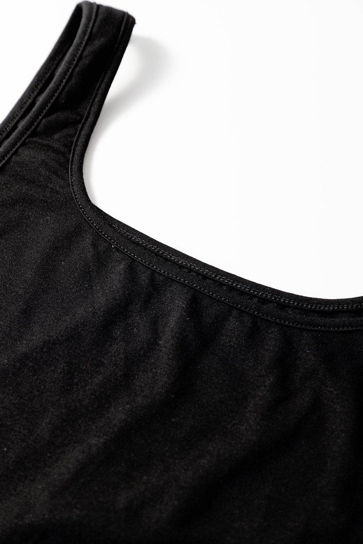Black Peekaboo Wide Leg Square Neck Sleeveless Jumpsuit - Fashion Queen -  10