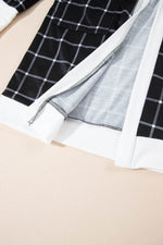 Load image into Gallery viewer, Black Plaid Colorblock Edge Open Cardigan with Pocket - Fashion Queen -  12

