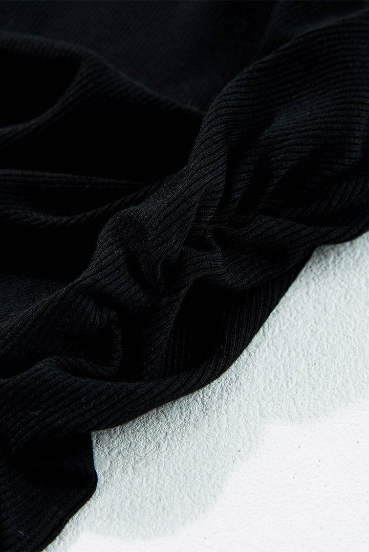 Black Plain Ruched Side Slim Tank Top - Fashion Queen -  11