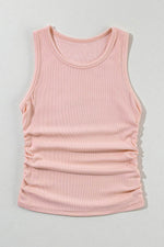 Load image into Gallery viewer, Black Plain Ruched Side Slim Tank Top - Fashion Queen -  15
