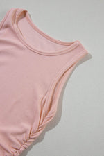 Load image into Gallery viewer, Black Plain Ruched Side Slim Tank Top - Fashion Queen -  18
