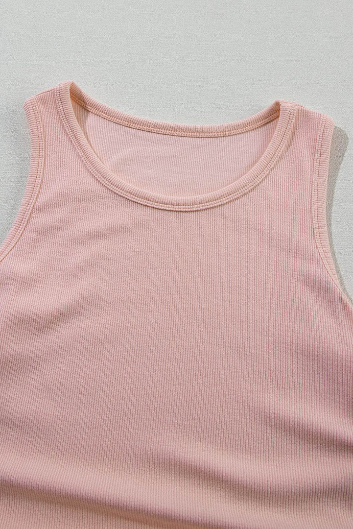 Black Plain Ruched Side Slim Tank Top - Fashion Queen -  19