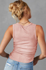 Load image into Gallery viewer, Black Plain Ruched Side Slim Tank Top - Fashion Queen -  6
