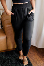 Load image into Gallery viewer, Black Plus Size Frill High Waist Pocketed Soft Pants - Fashion Queen -  1
