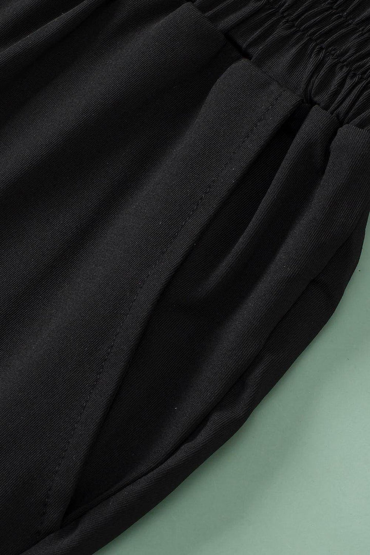 Black Plus Size Frill High Waist Pocketed Soft Pants - Fashion Queen -  15