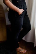 Load image into Gallery viewer, Black Plus Size Frill High Waist Pocketed Soft Pants - Fashion Queen -  3
