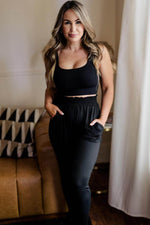 Load image into Gallery viewer, Black Plus Size Frill High Waist Pocketed Soft Pants - Fashion Queen -  4
