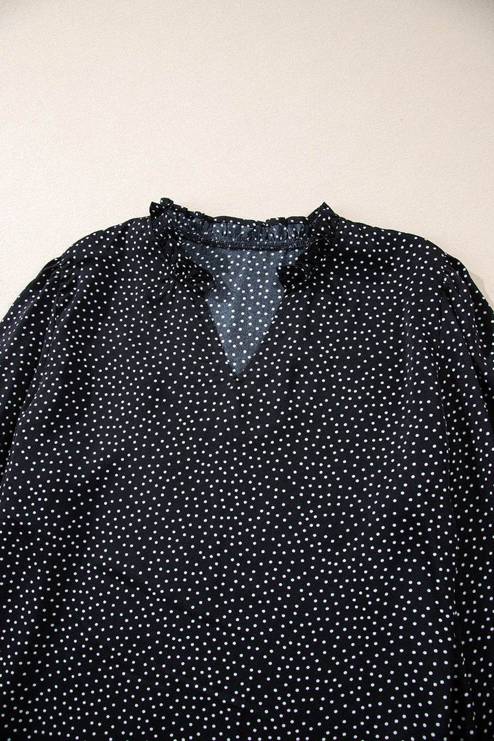 Black Plus Size Leopard Print Notch V Neck Blouse - Fashion Queen -  14