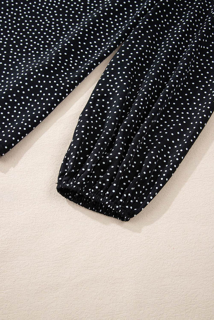 Black Plus Size Leopard Print Notch V Neck Blouse - Fashion Queen -  15