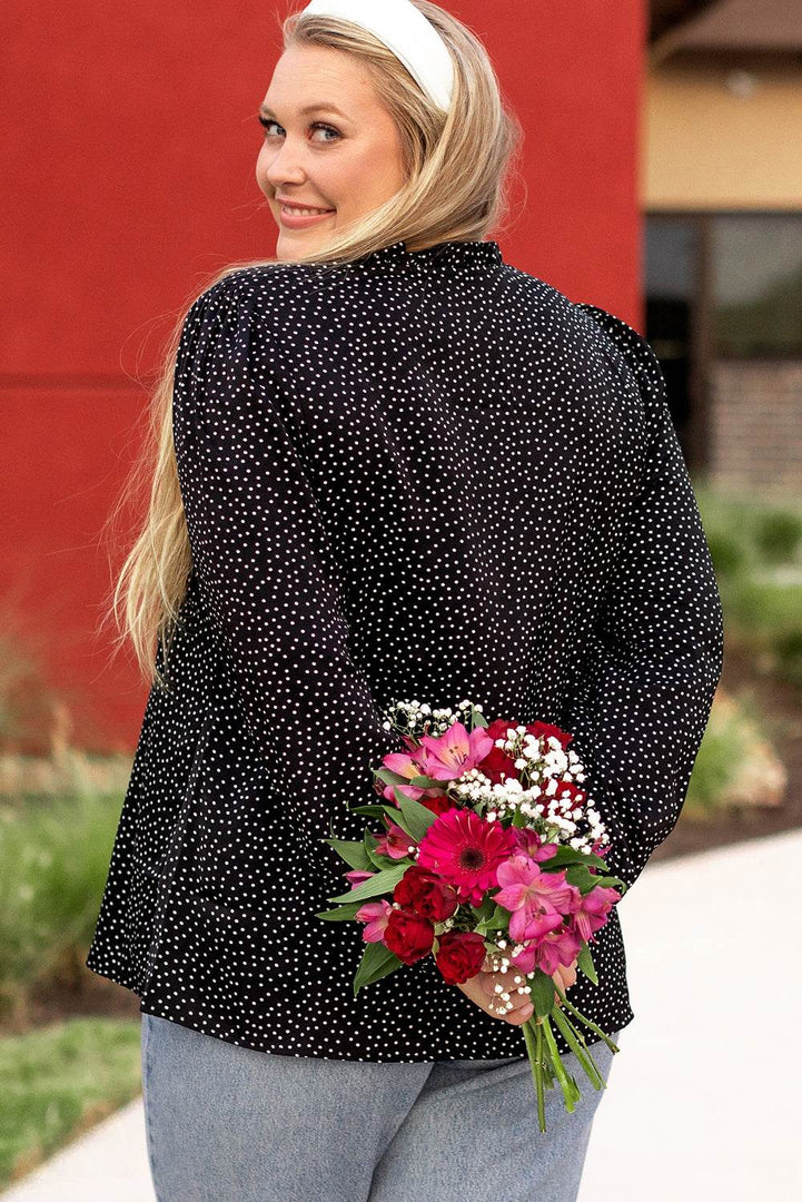 Black Plus Size Leopard Print Notch V Neck Blouse - Fashion Queen -  2