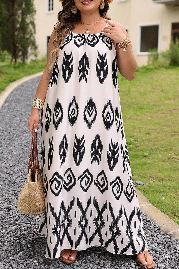 Black Plus Size Western Print Halter Maxi Dress - Fashion Queen -  6