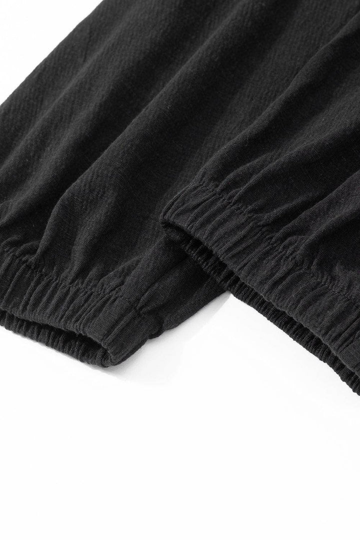 Black Plus Smocked High Waist Sleeveless V Neck Jumpsuit - Fashion Queen -  15
