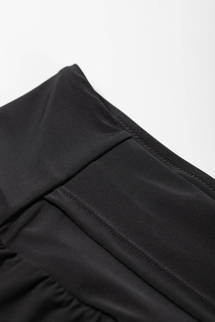 Black Pocketed Wide Waistband Swim Shorts - Fashion Queen -  21