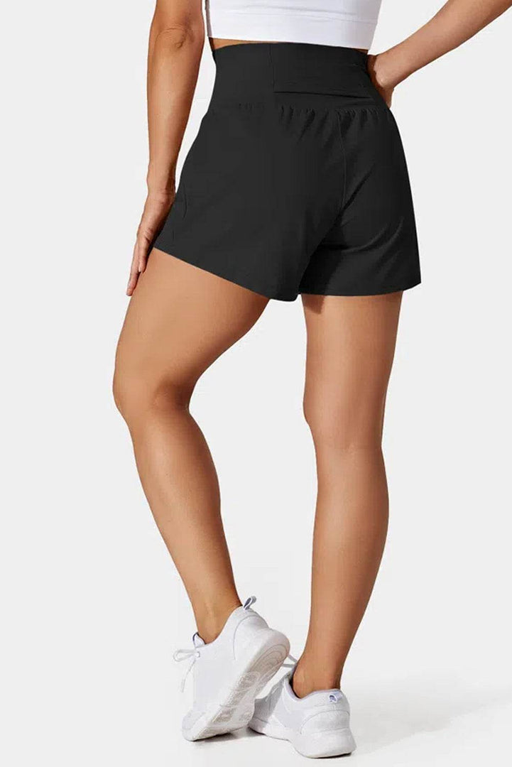 Black Pocketed Wide Waistband Swim Shorts - Fashion Queen -  27