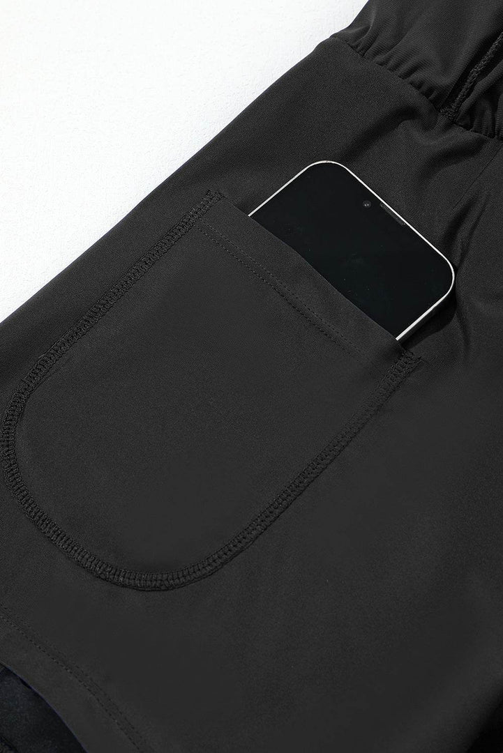 Black Pocketed Wide Waistband Swim Shorts - Fashion Queen -  3