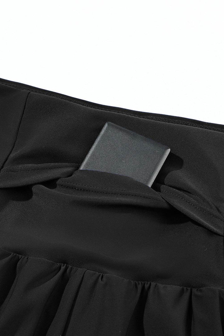 Black Pocketed Wide Waistband Swim Shorts - Fashion Queen -  9