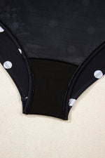 Load image into Gallery viewer, Black Polka Dot Trim V Neck Plus Size Swim Dress - Fashion Queen -  16
