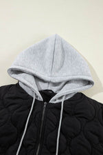 Load image into Gallery viewer, Black Quilted Drawstring Hooded Zip Up Puffer Vest - Fashion Queen -  10
