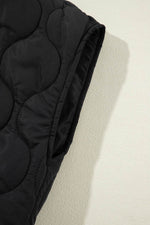 Load image into Gallery viewer, Black Quilted Drawstring Hooded Zip Up Puffer Vest - Fashion Queen -  11
