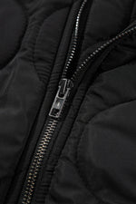 Load image into Gallery viewer, Black Quilted Drawstring Hooded Zip Up Puffer Vest - Fashion Queen -  13
