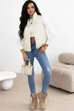 Load image into Gallery viewer, Black Quilted High Neck Button Up Pocket Vest Coat - Fashion Queen -  14
