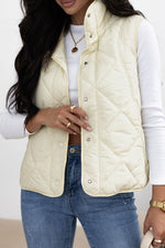 Load image into Gallery viewer, Black Quilted High Neck Button Up Pocket Vest Coat - Fashion Queen -  15
