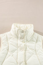 Load image into Gallery viewer, Black Quilted High Neck Button Up Pocket Vest Coat - Fashion Queen -  20
