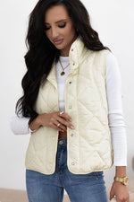 Load image into Gallery viewer, Black Quilted High Neck Button Up Pocket Vest Coat - Fashion Queen -  4
