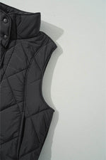 Load image into Gallery viewer, Black Quilted High Neck Button Up Pocket Vest Coat - Fashion Queen -  9
