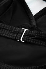 Load image into Gallery viewer, Black Ribbed Dual Crisscross Straps Cut-Out Back Tankini Suit - Fashion Queen -  23
