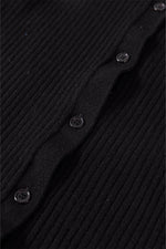 Load image into Gallery viewer, Black Ribbed Knit Collared Slim Fit Sweater Cardigan - Fashion Queen -  10
