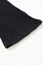 Load image into Gallery viewer, Black Ribbed Knit V Neck Slouchy Two-piece Outfit - Fashion Queen -  17
