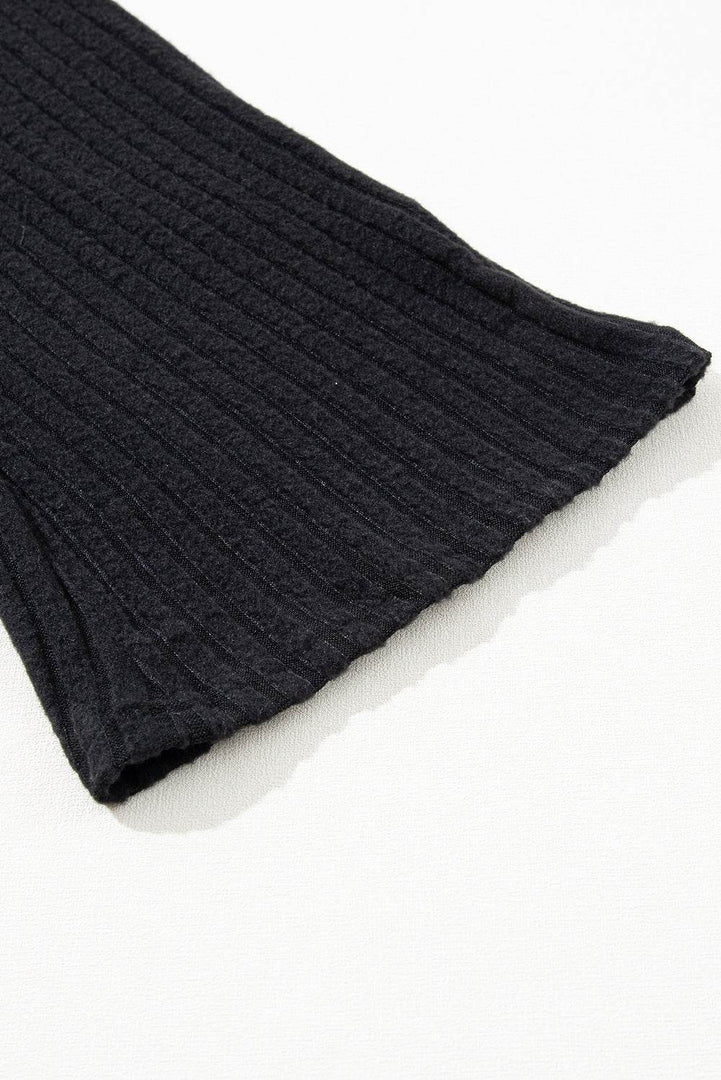 Black Ribbed Knit V Neck Slouchy Two-piece Outfit - Fashion Queen -  17