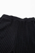 Load image into Gallery viewer, Black Ribbed Knit V Neck Slouchy Two-piece Outfit - Fashion Queen -  19
