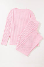 Load image into Gallery viewer, Black Ribbed Knit V Neck Slouchy Two-piece Outfit - Fashion Queen -  27
