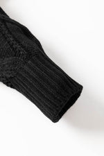 Load image into Gallery viewer, Black Ribbed Trim Eyelet Cable Knit Cardigan - Fashion Queen -  14
