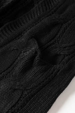 Load image into Gallery viewer, Black Ribbed Trim Eyelet Cable Knit Cardigan - Fashion Queen -  16
